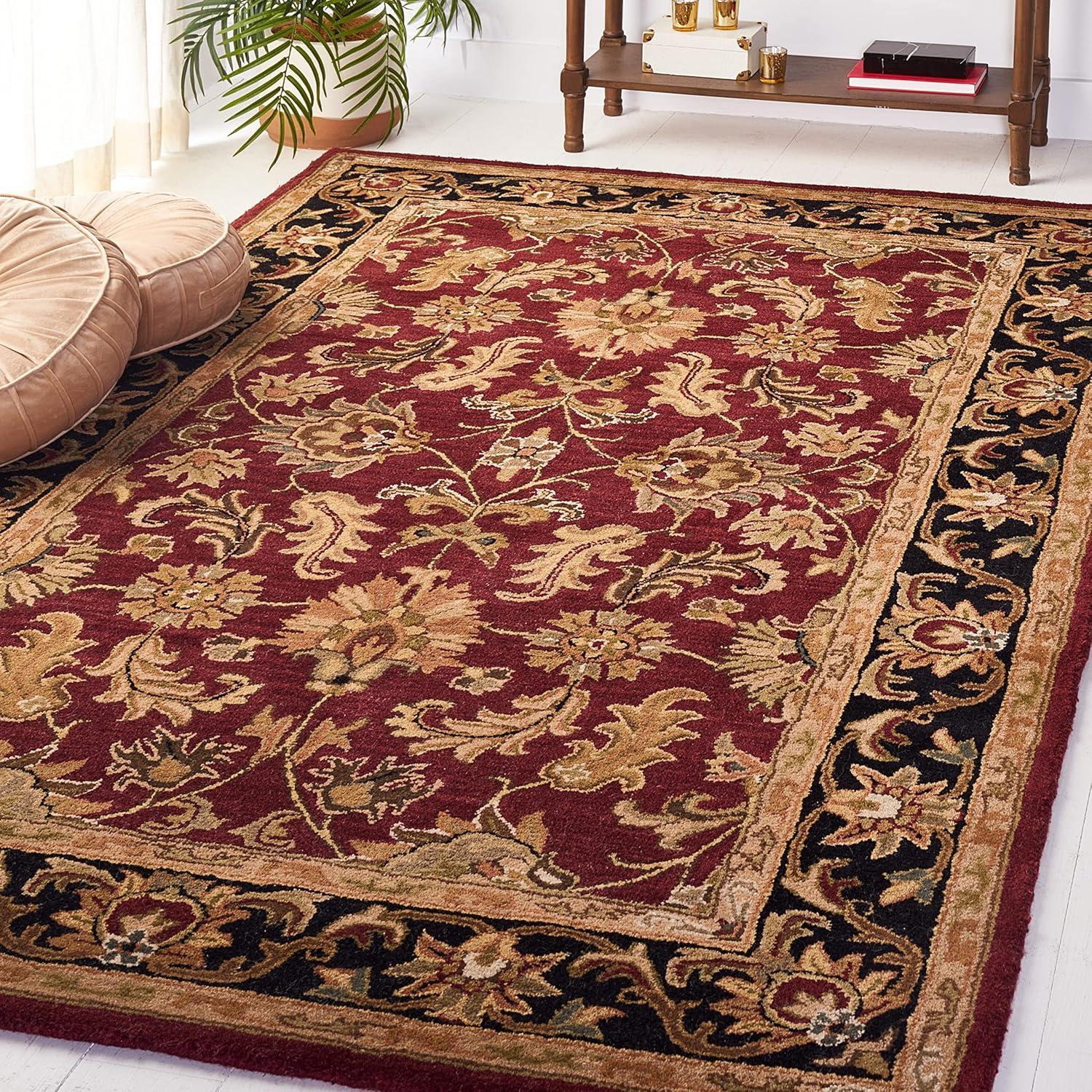 Heritage HG628 Hand Tufted Area Rug - Red/Black - 4'x4' - Safavieh.