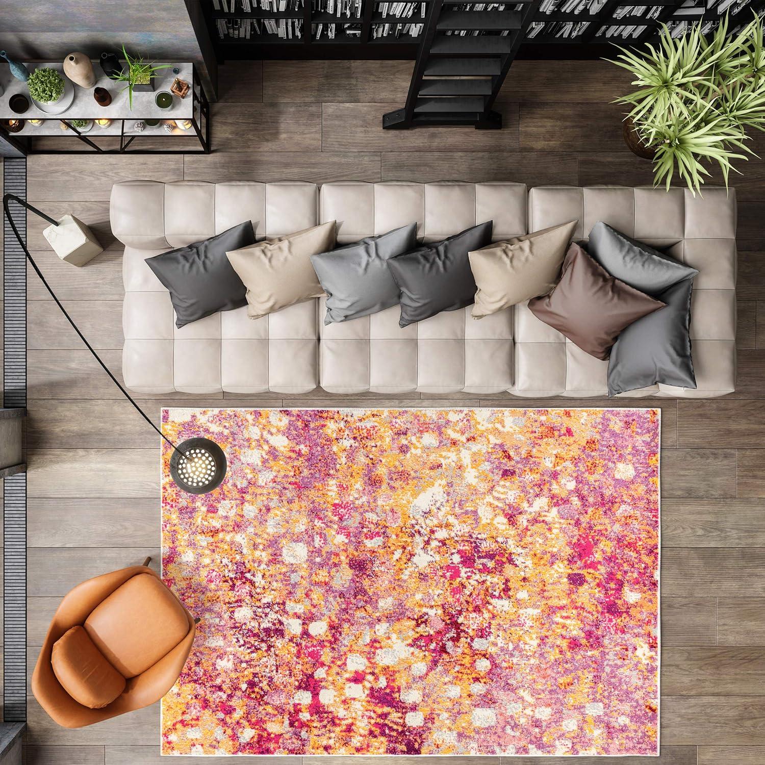 8'x10' Contemporary POP Modern Abstract Area Rug, Pink/Orange - JONATHAN Y