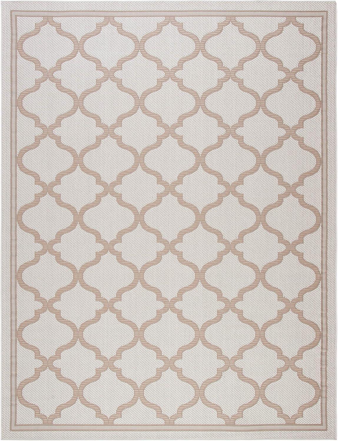 SAFAVIEH Bermuda Tamaya Geometric Machine Washable Indoor/Outdoor Area Rug, Ivory/Beige, 8' x 10'