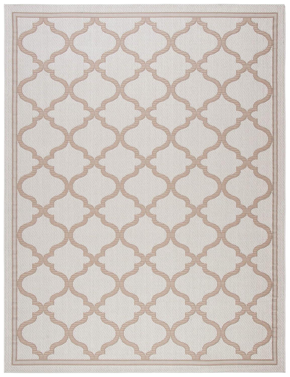 SAFAVIEH Bermuda Tamaya Geometric Machine Washable Indoor/Outdoor Area Rug, Ivory/Beige, 8' x 10'