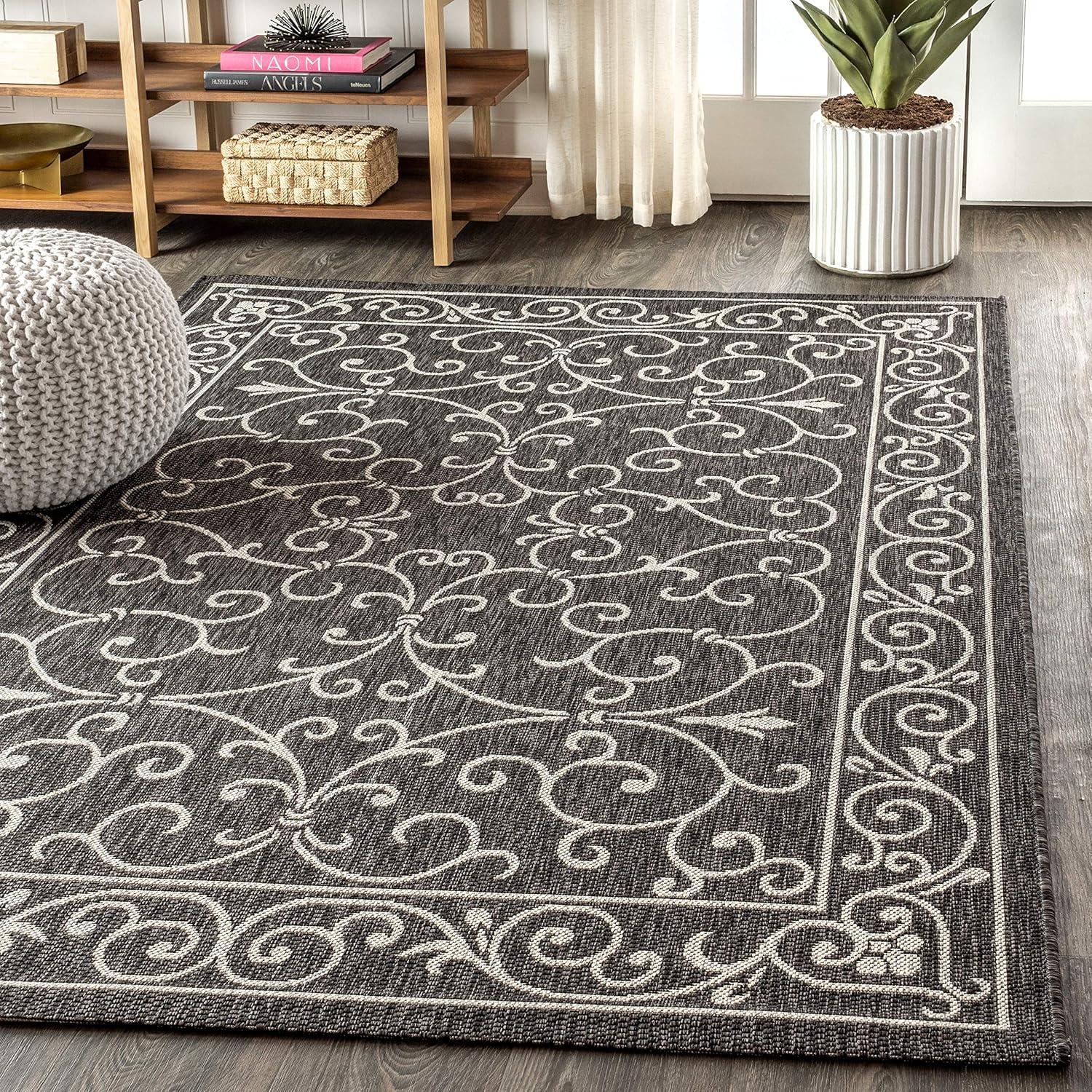 Charleston Vintage Filigree Textured Weave Indoor/Outdoor Area Rug  - JONATHAN Y