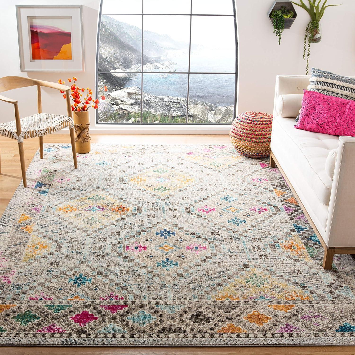 Madison MAD418 Power Loomed Indoor Area Rug - Grey/Yellow - 8'x10' - Safavieh