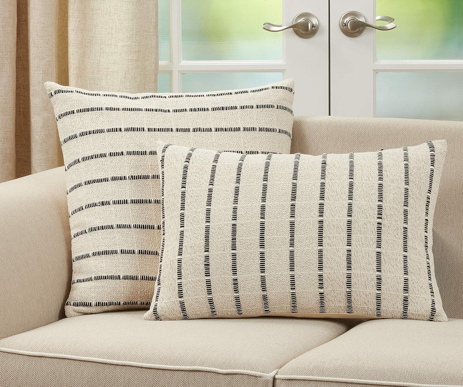 Saro Coralee Collection Striped Cotton Throw Pillow