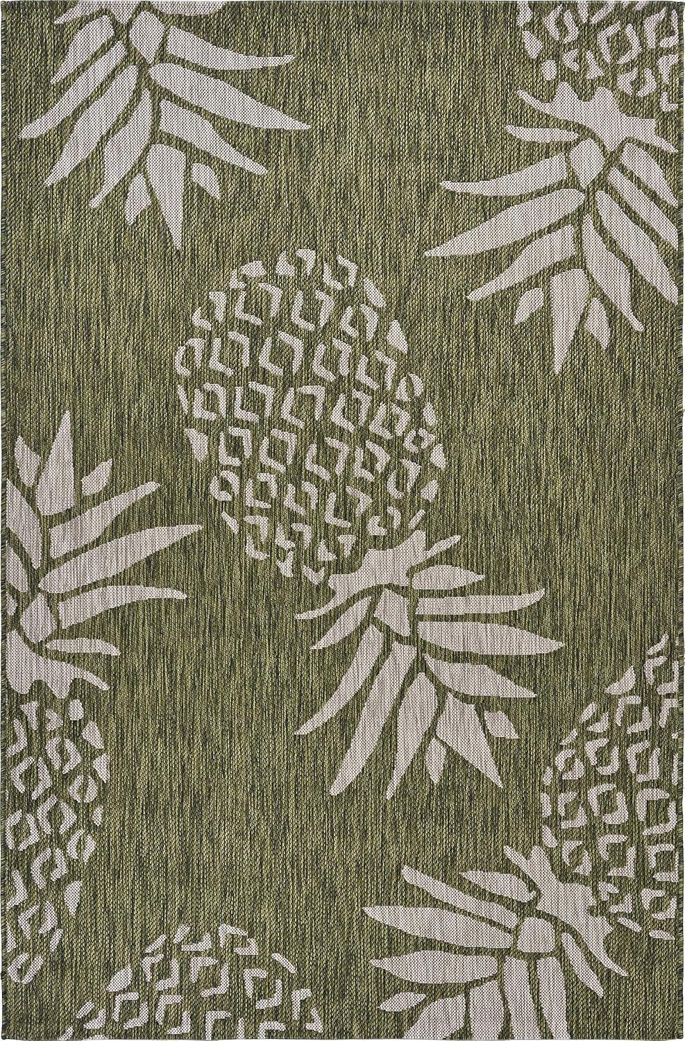 5â€™ x 7â€™ Green Pineapple Indoor Outdoor Area Rug