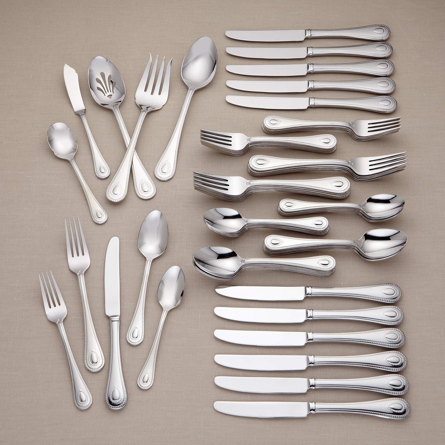 Lenox 65-Piece French Perle Flatware Set, Silver - 829739