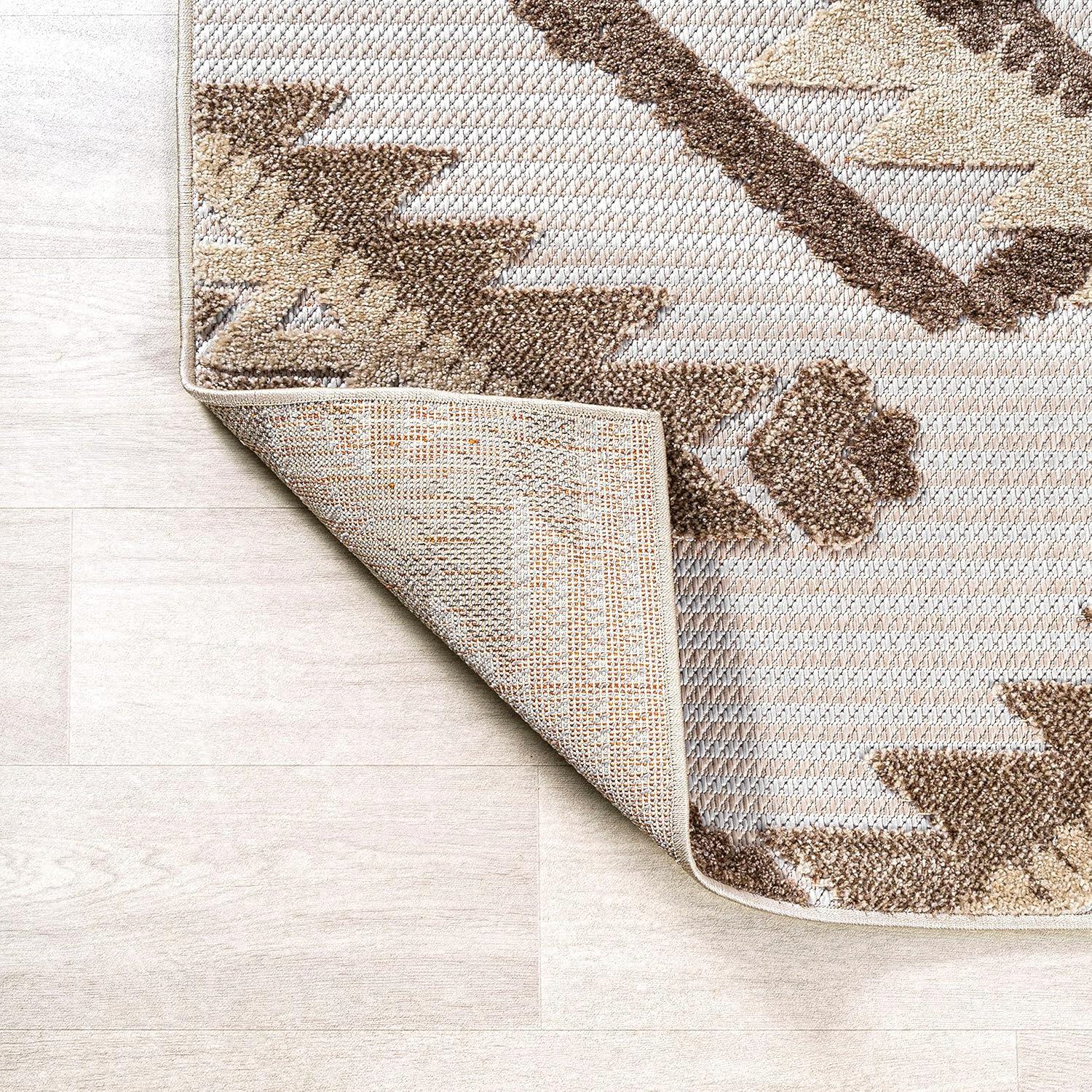 4'x6' Sumak High-Low Pile Neutral Diamond Kilim, Brown/Ivory - JONATHAN Y