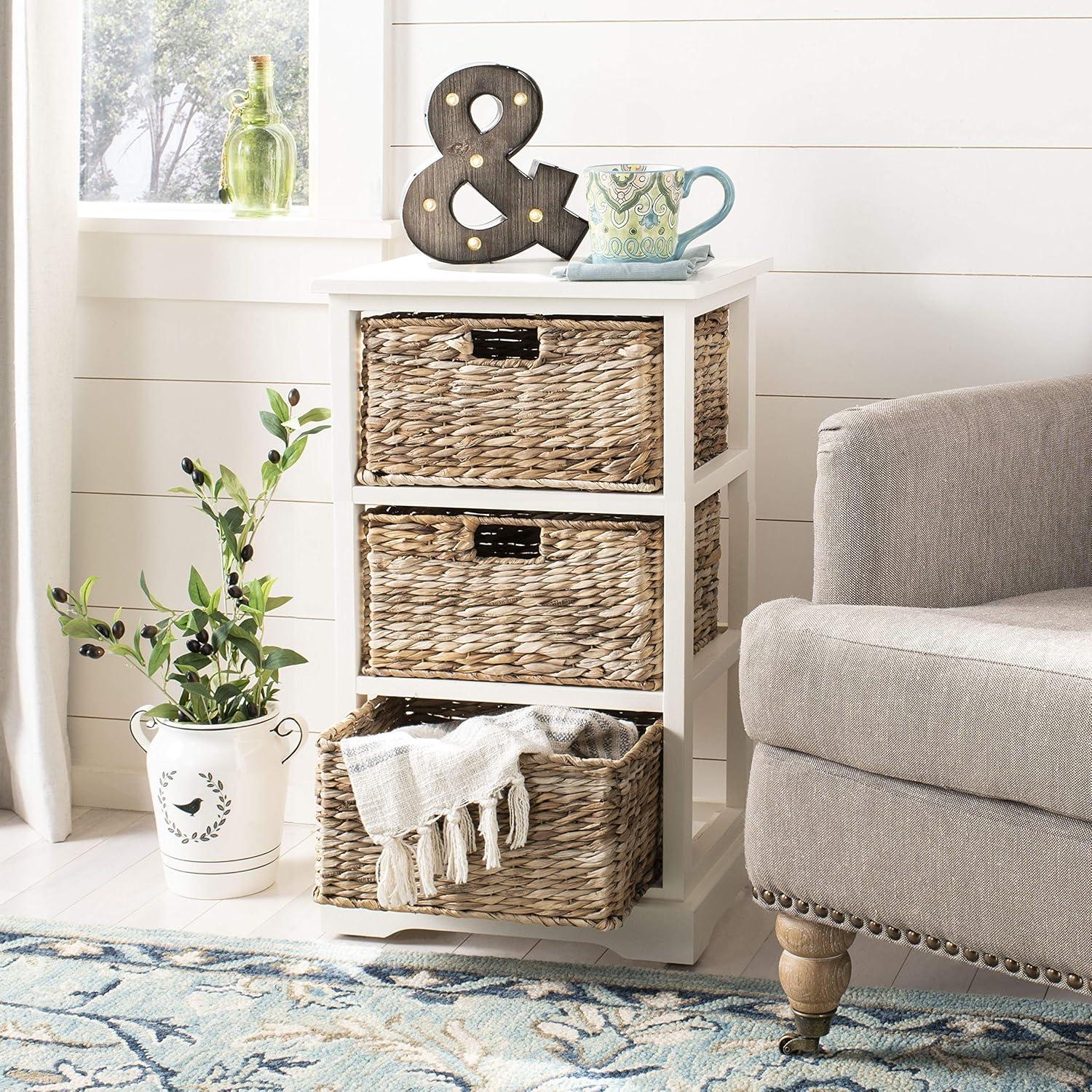 Halle Storage Side Table - AMH5738 - Vintage White - Safavieh Couture