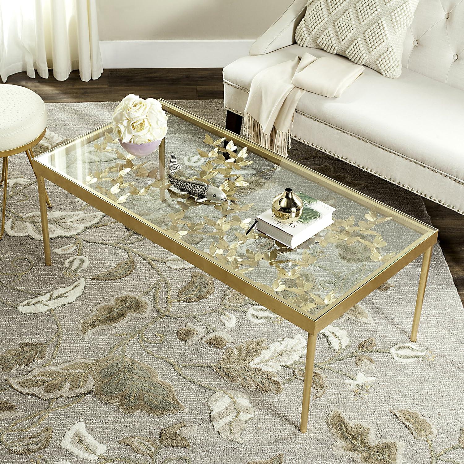 Rosalia Butterfly Coffee Table - Gold/Tempered Glass - Safavieh.