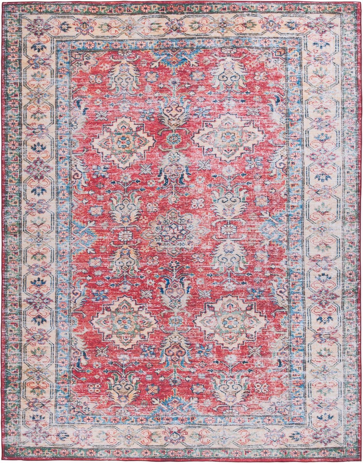 Tucson Vintage Persian TSN196 Power Loomed Machine Washable Skid-Resistant Indoor Area Rug - Rust/Beige - 9'x12' - Safavieh