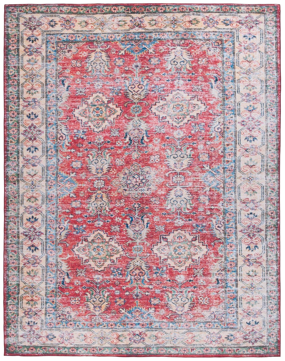 Tucson Vintage Persian TSN196 Power Loomed Machine Washable Skid-Resistant Indoor Area Rug - Rust/Beige - 9'x12' - Safavieh