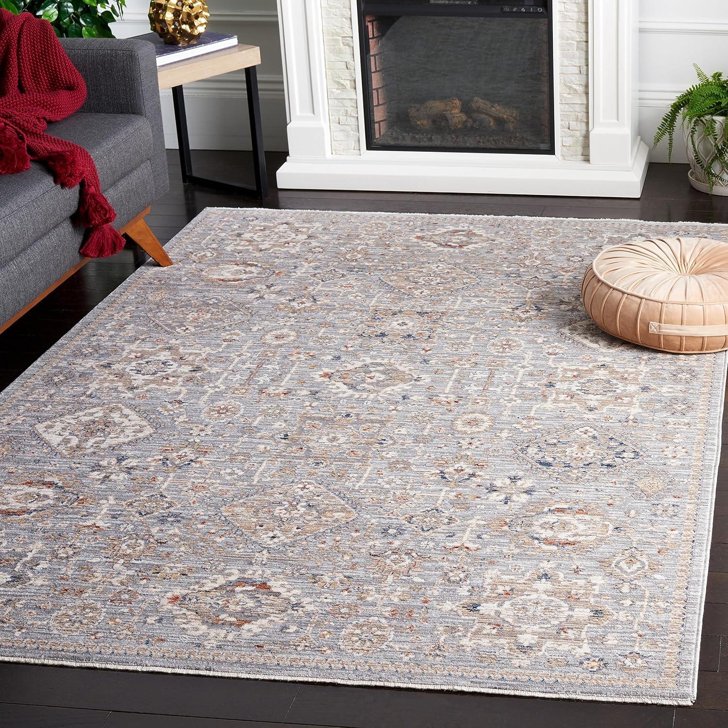 SAFAVIEH Harlow Daley Floral Area Rug, Light Grey/Beige Blue, 4' x 6'