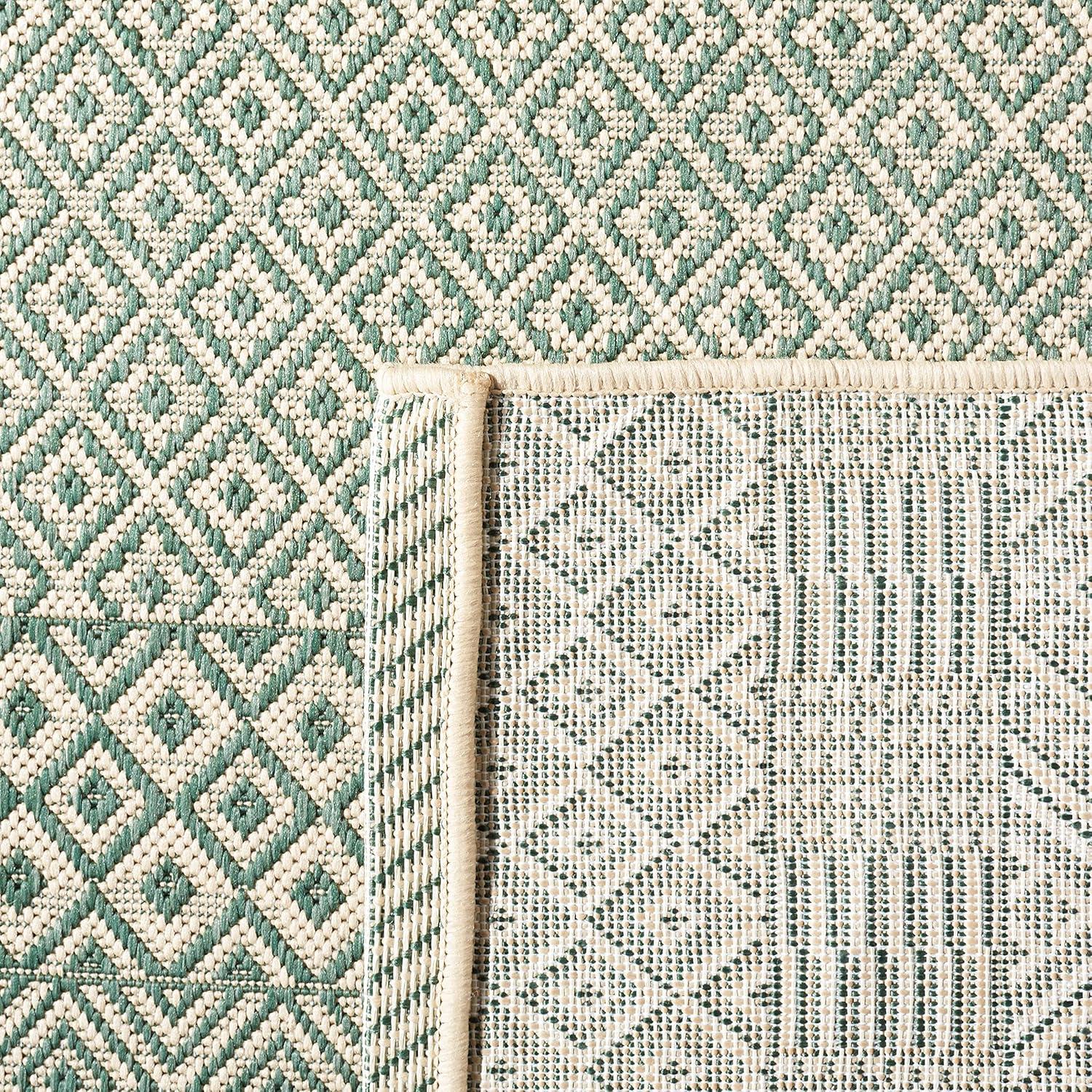 Courtyard Dark Green & Beige Square Synthetic Rug - 6'7" Washable