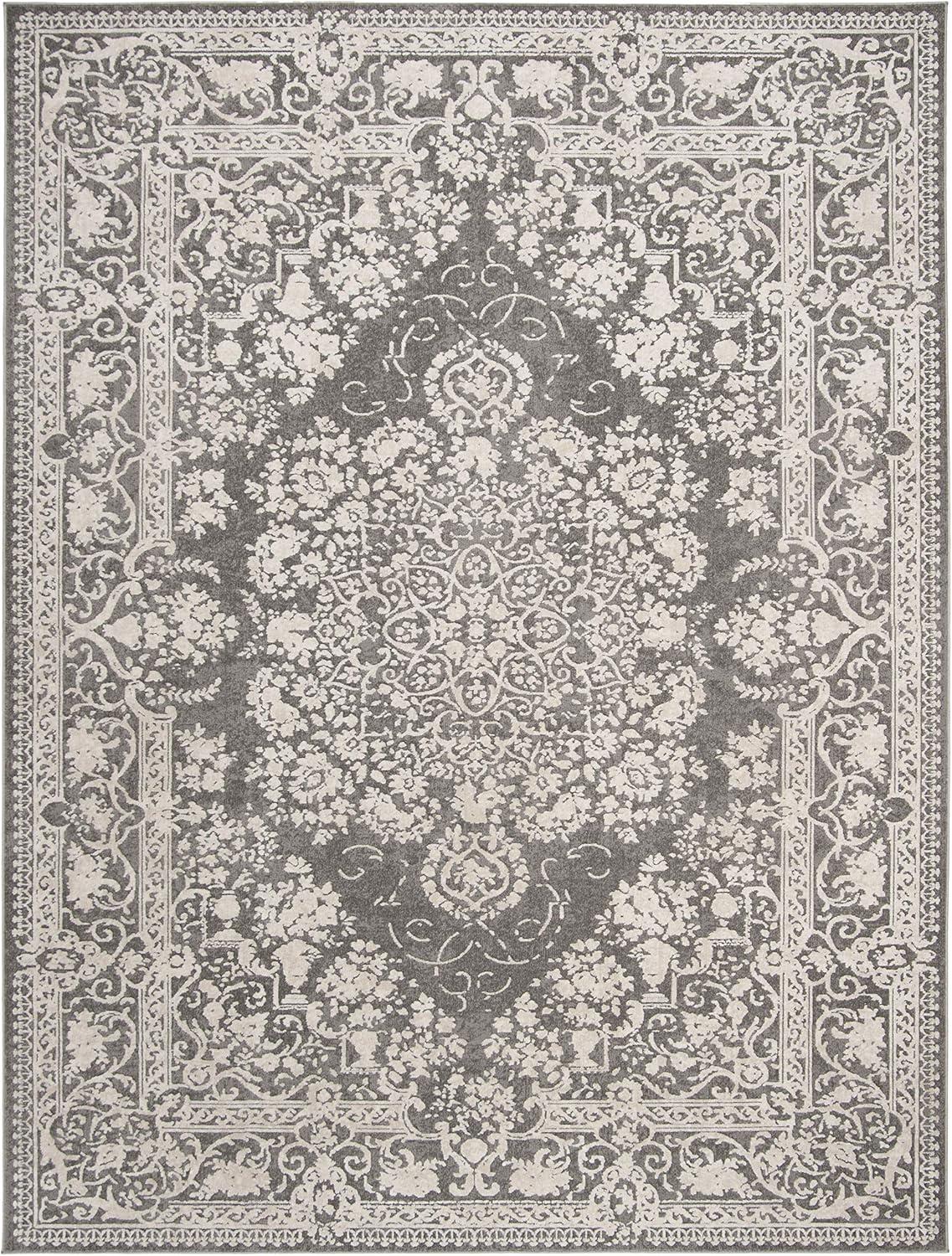 SAFAVIEH Reflection Sophia Traditional Area Rug, Dark Grey/Cream, 10' x 14'