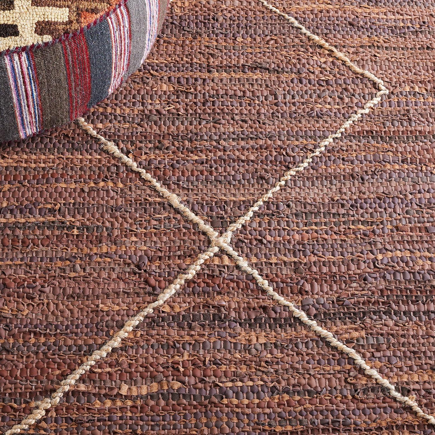 Safavieh Vintage Leather Hand Woven 75% Leather, 15% Jute, And 10% Cotton Geometric Rug