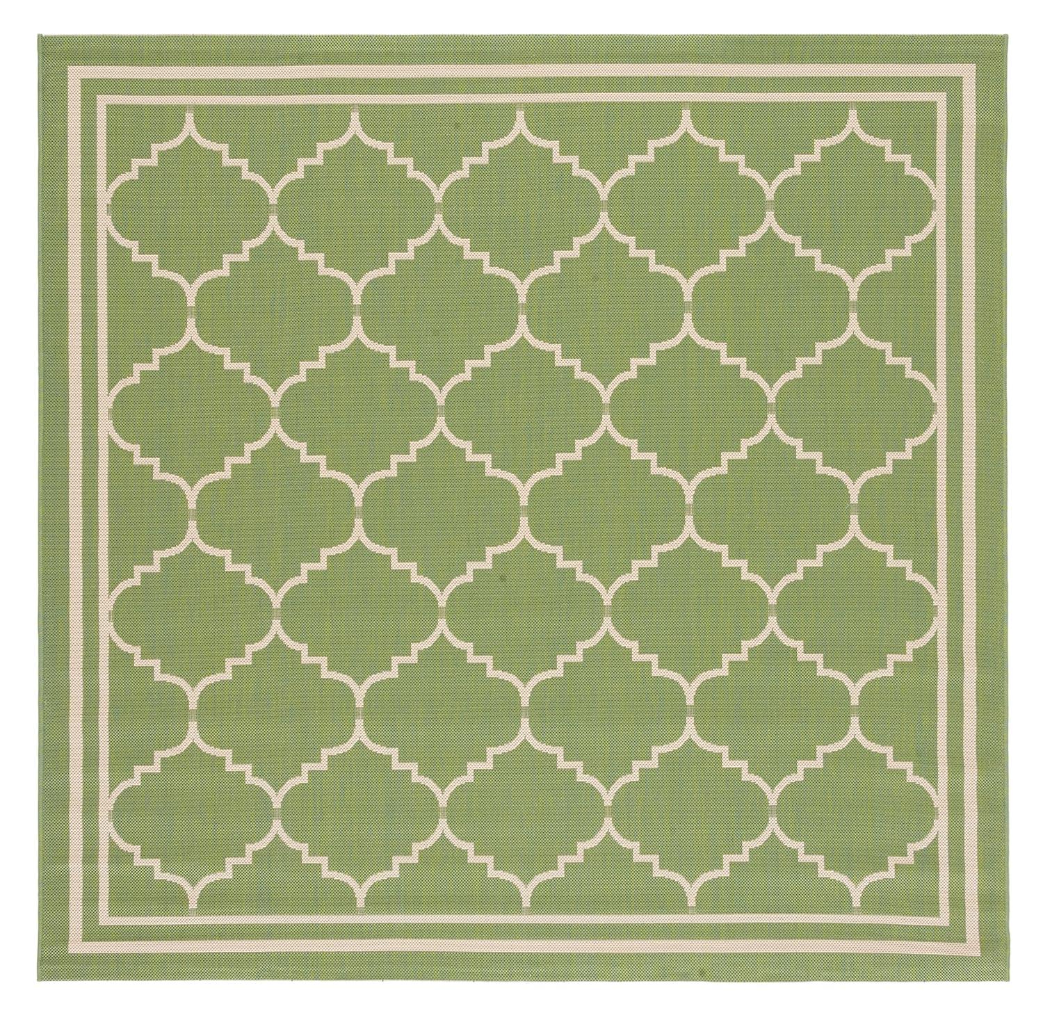 Courtyard CY6889 Power Loomed Indoor and Outdoor Area Rug - Green/Beige - 6'7"x6'7" - Safavieh