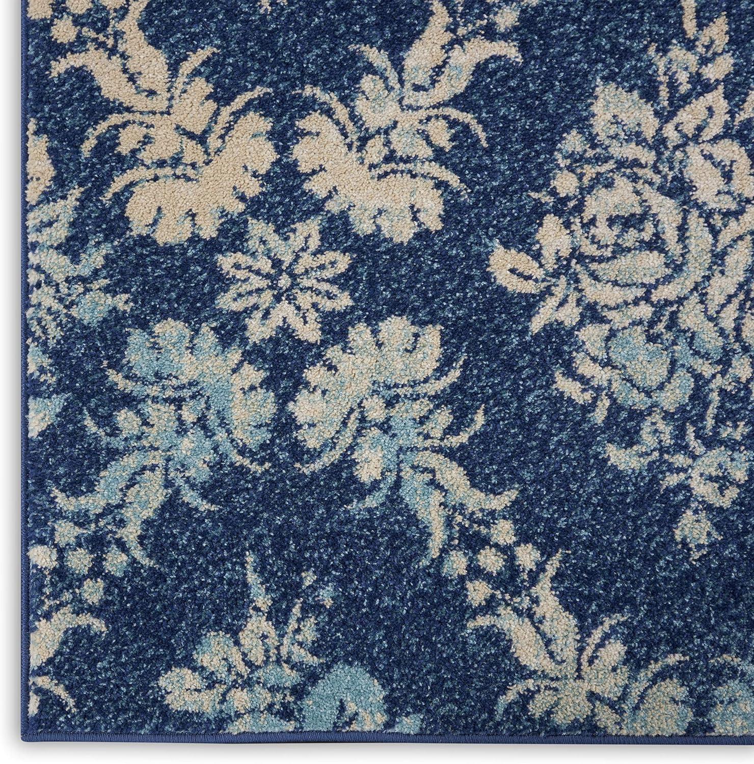 Nourison Tranquil Floral Navy/Light Blue 8' x 10' Area Rug, (8x10)