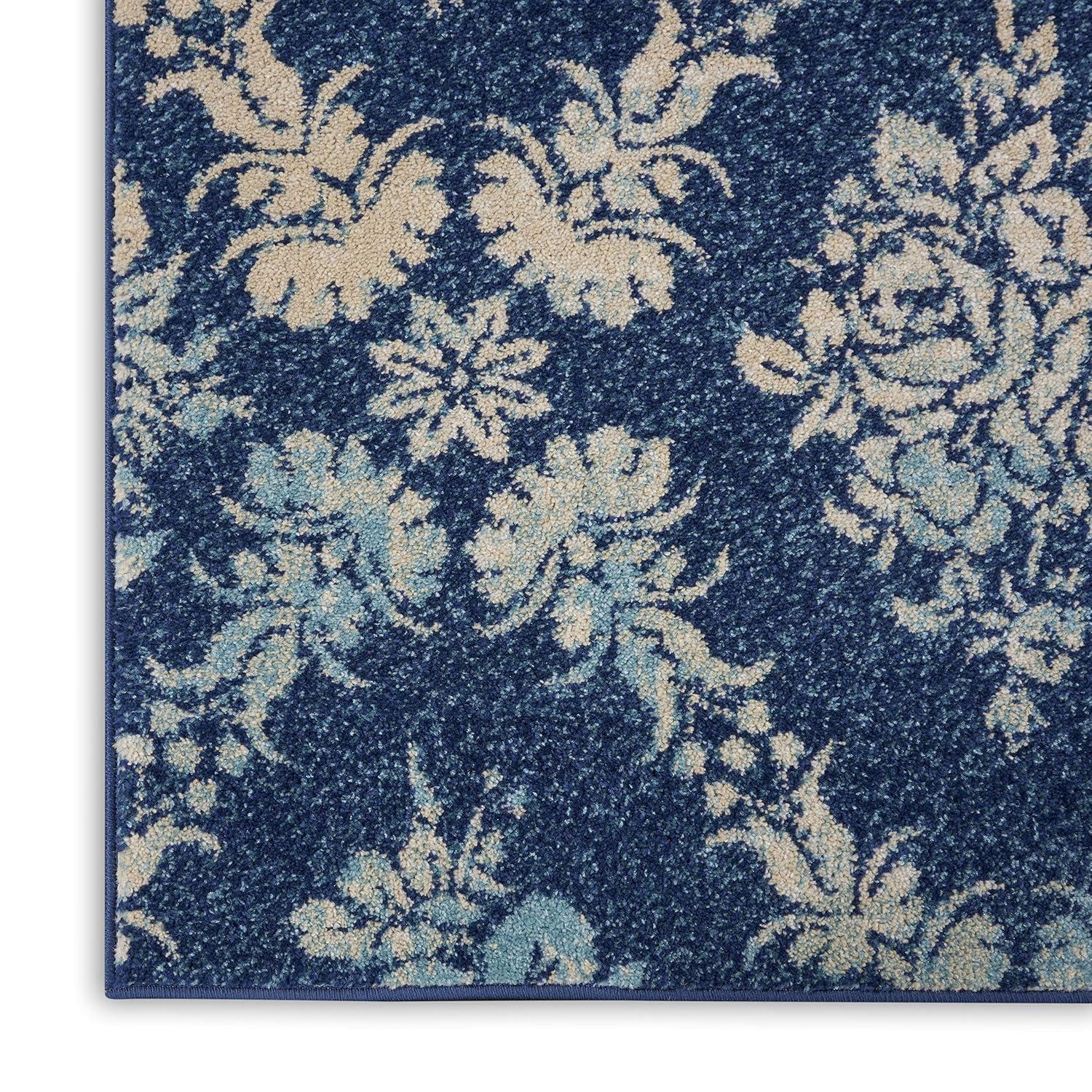 Nourison Tranquil Floral Navy/Light Blue 8' x 10' Area Rug, (8x10)