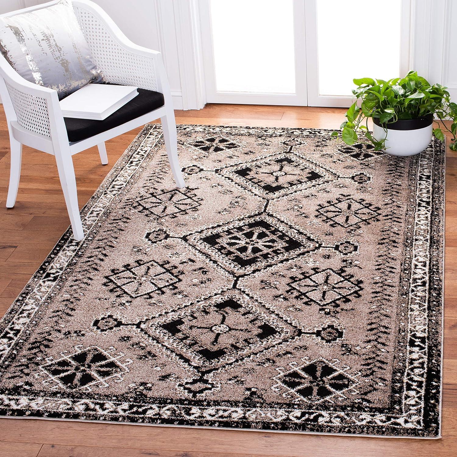 Vintage Hamadan VTH293 Power Loomed Indoor Accent Rug - Brown/Black - 2'7"x5' - Safavieh