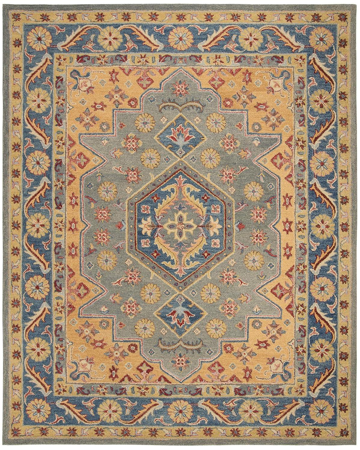 Antiquity AT504 Hand Tufted Area Rug - Blue/Gold - 8'x10' - Safavieh.