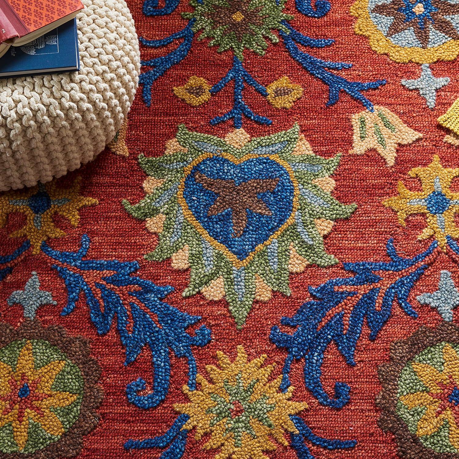 Blossom BLM563 Hand Tufted Area Rug - Red/Blue - 6'x6' - Safavieh.