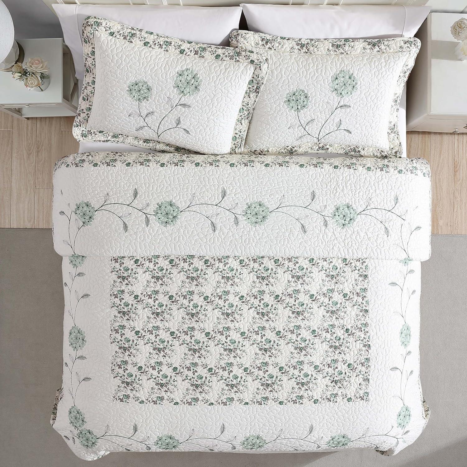 Standard Sage Floral Embroidered Polyester Sham