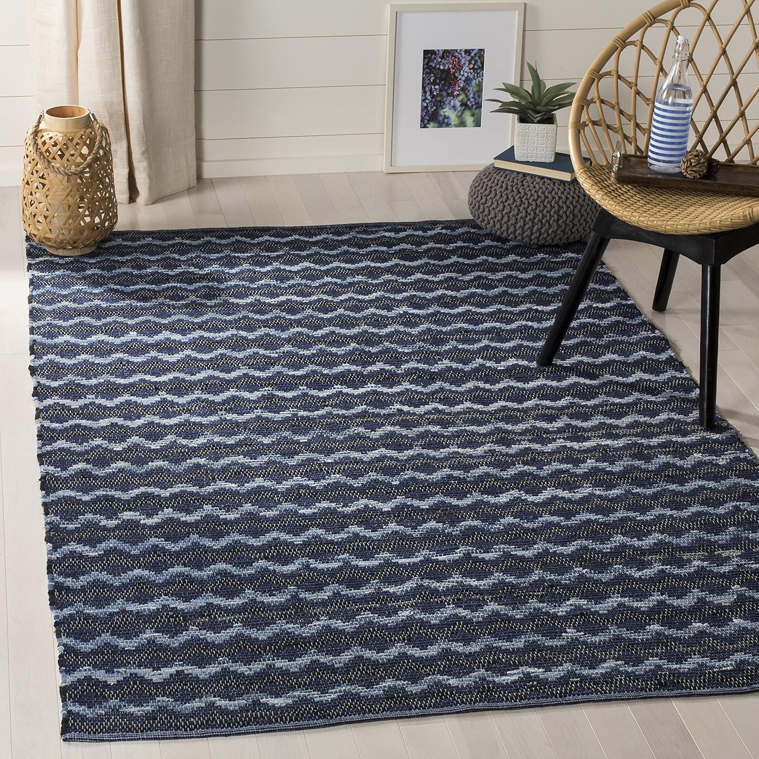 Montauk MTK120 Hand Woven Indoor Area Rug - Navy Blue/Black - 8'x10' - Safavieh