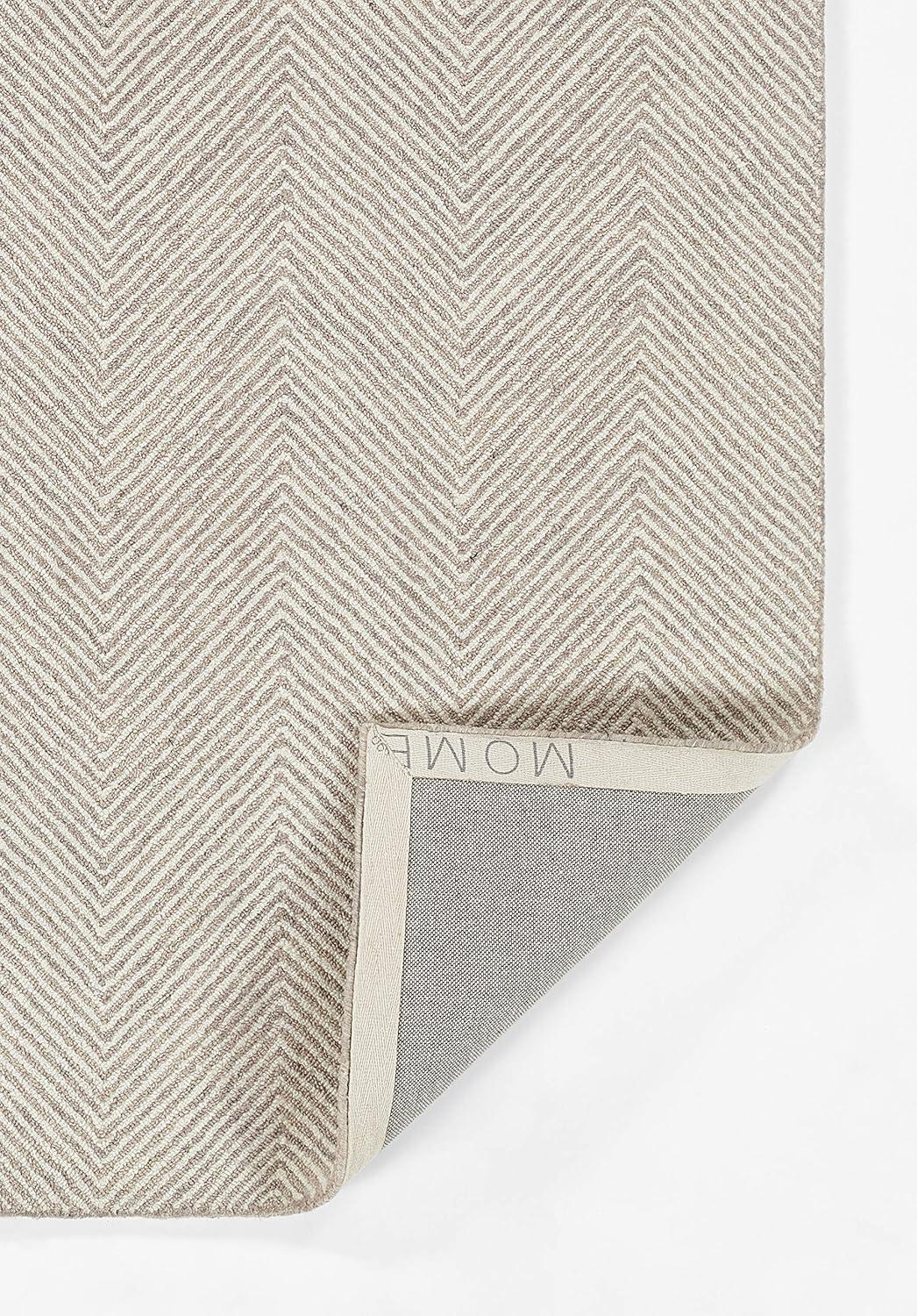 Wheaton Chevron Handmade Tufted Wool Taupe Area Rug