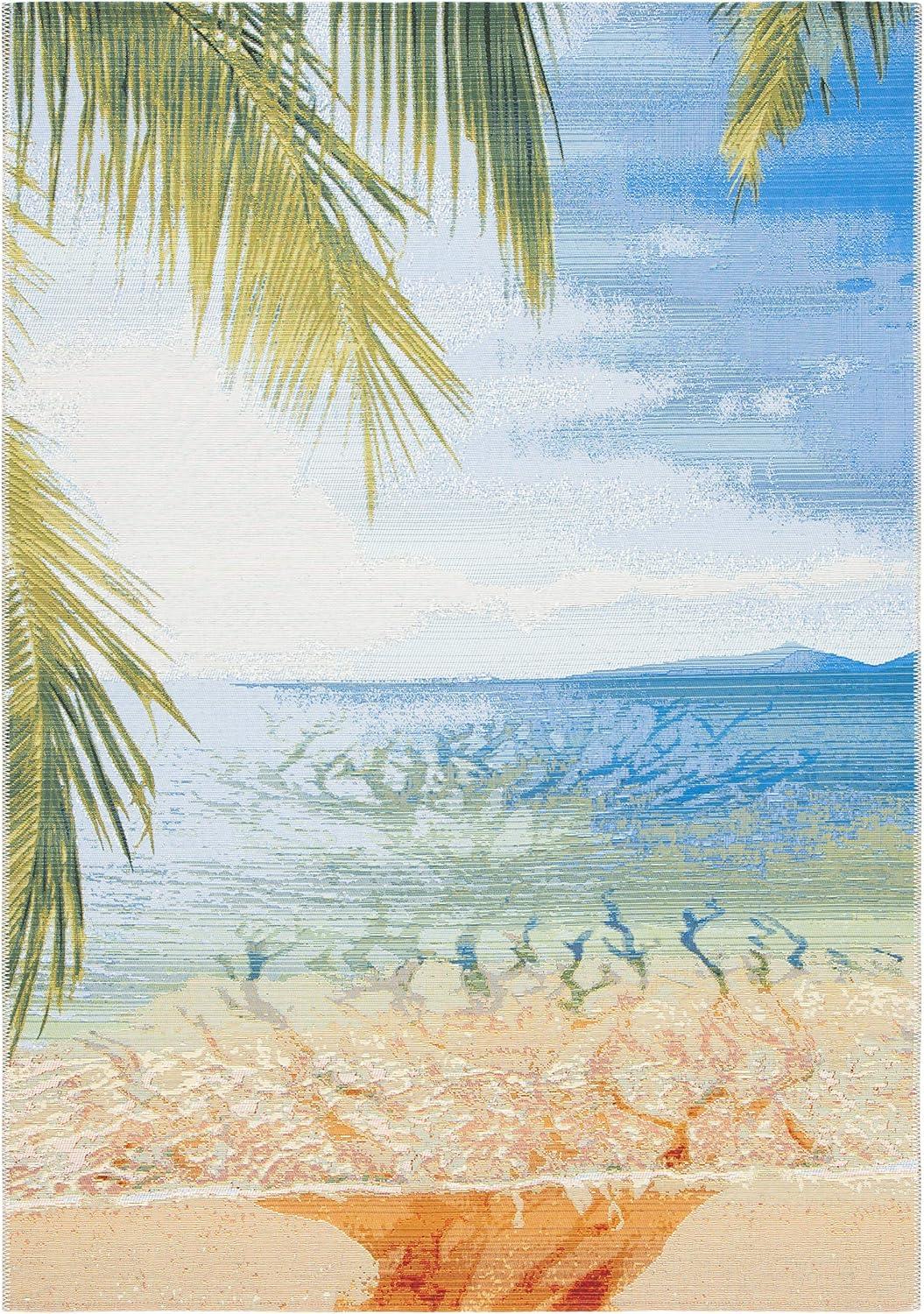 Barbados BAR515 Power Loomed Indoor/Outdoor Area Rug - Gold/Blue - 4'x6' - Safavieh.