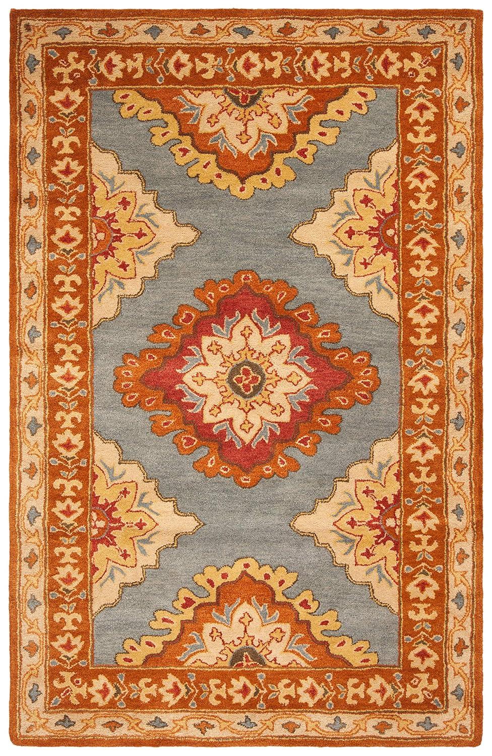 Heritage HG408 Handmade Area Rug - 5'x8' - Blue/Rust - Safavieh