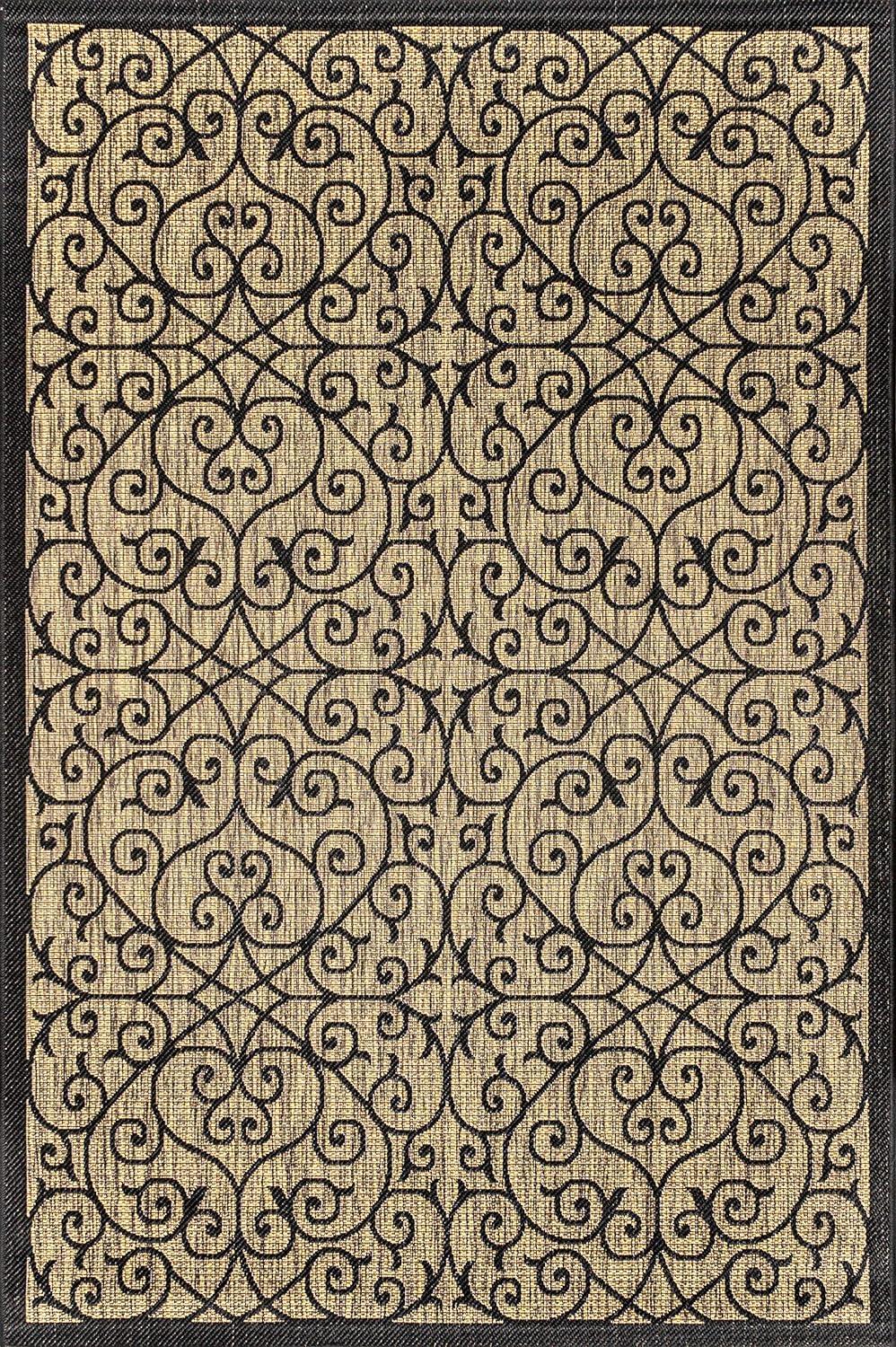 Madrid Vintage Filigree Textured Weave Indoor/Outdoor Area Rug - JONATHAN Y