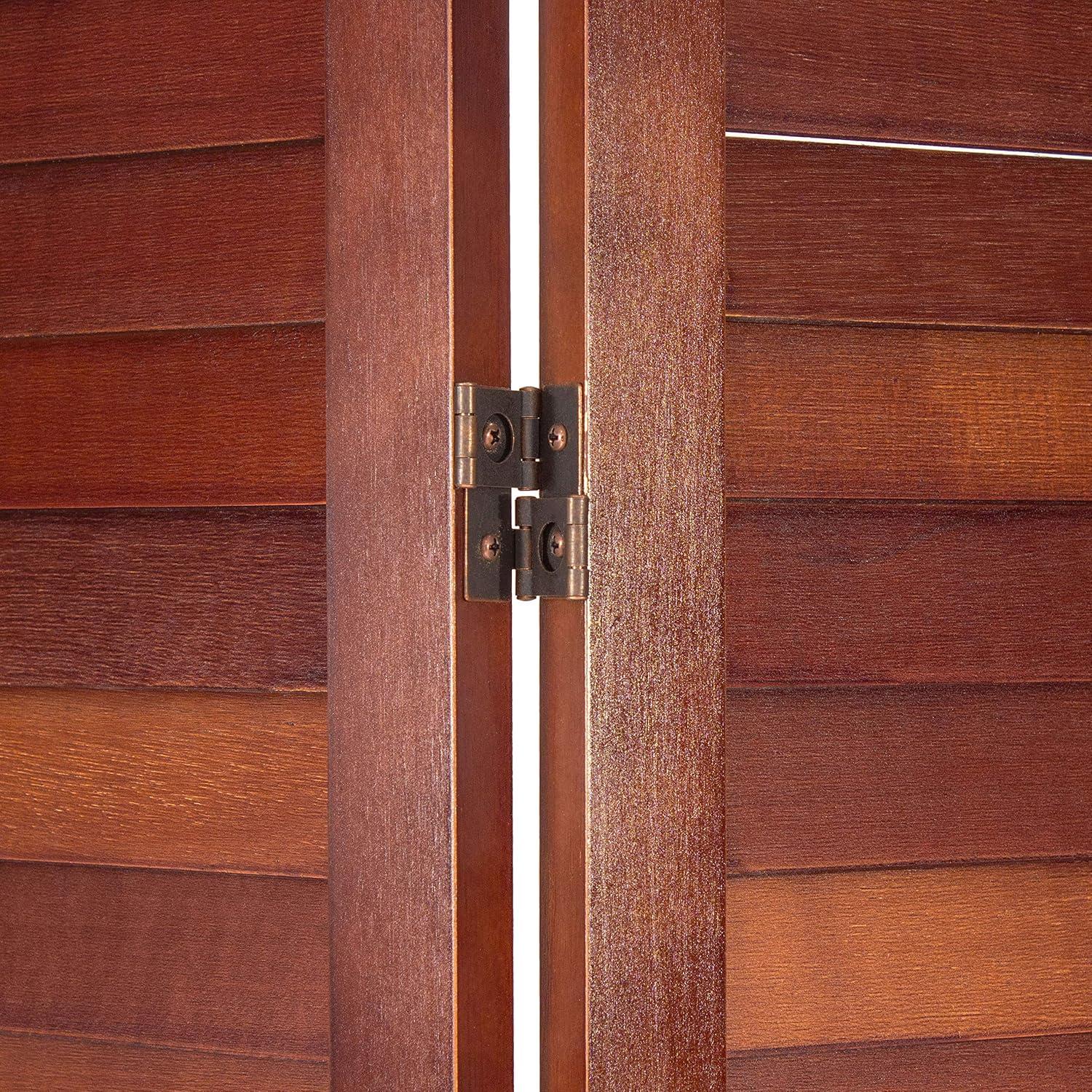 Oriental Furniture 6 ft. Tall Wooden Louvered Room Divider Walnut 4 Panel