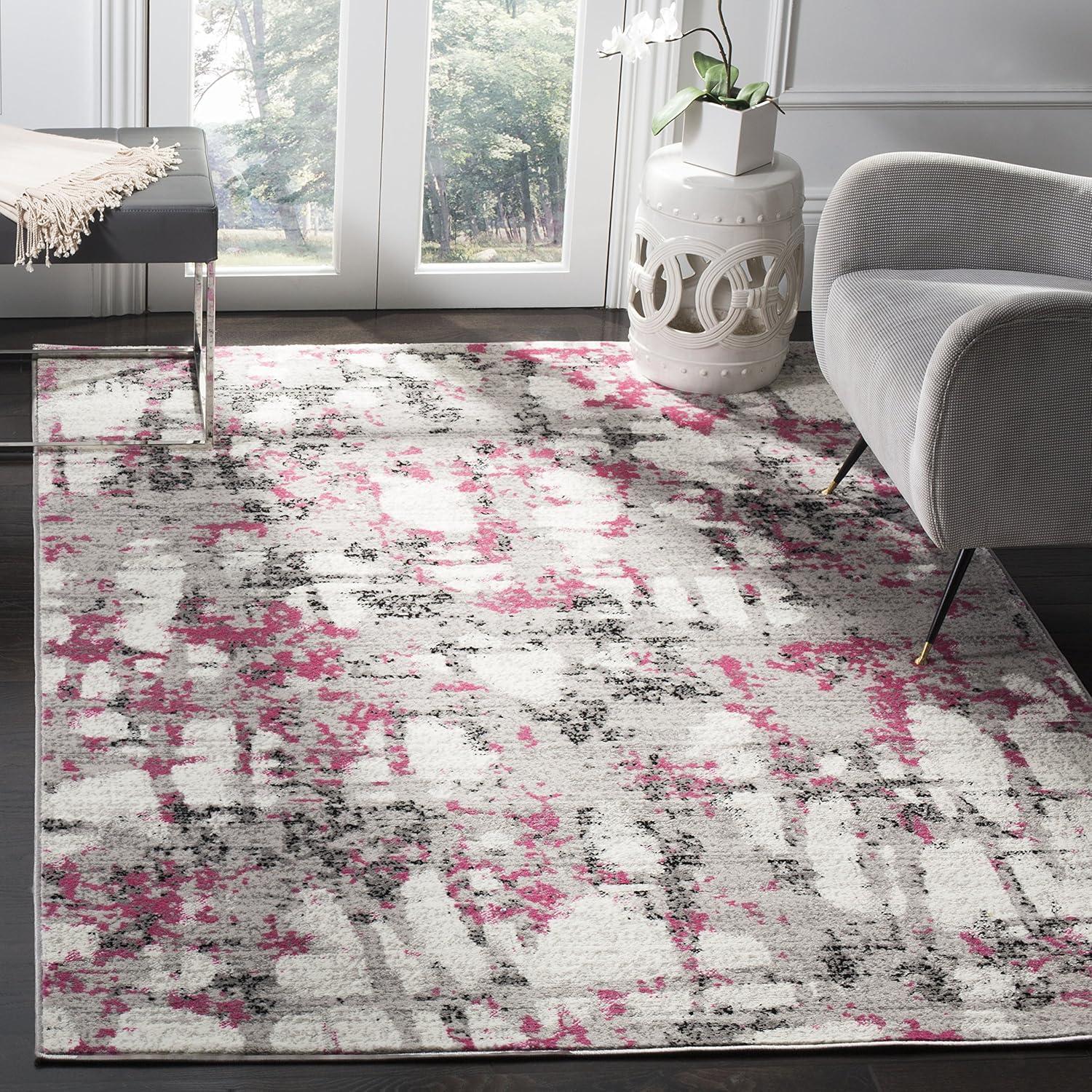 SAFAVIEH Skyler Langston Distressed Area Rug, Grey/Pink, 3' x 5'