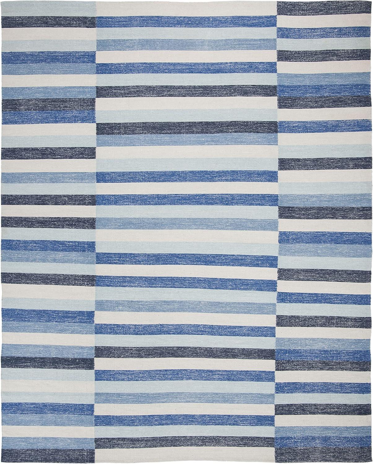 Striped Kilim STK411 Hand Woven Area Rug - Blue - 8'x10' - Safavieh.