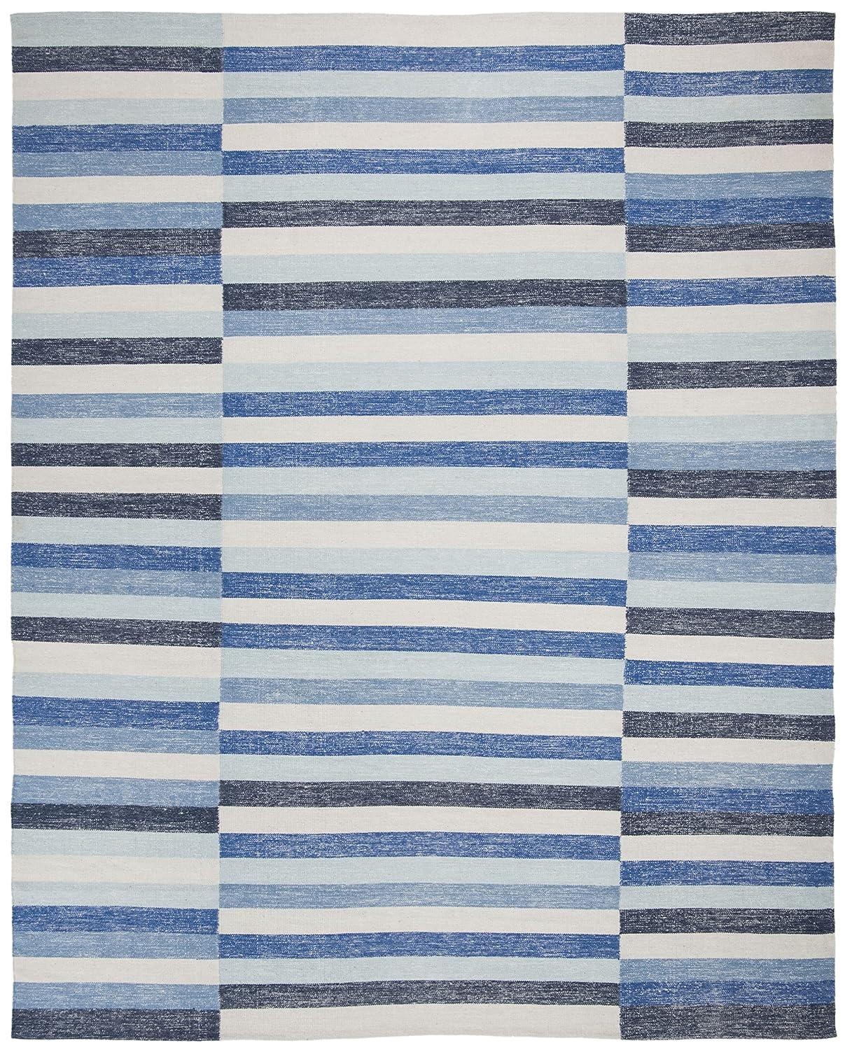Striped Kilim STK411 Hand Woven Area Rug - Blue - 8'x10' - Safavieh.