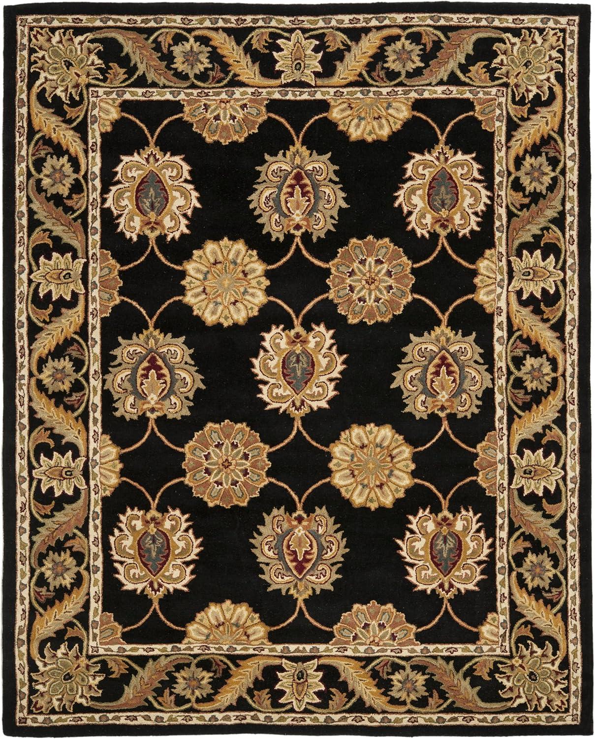 Handmade Black Wool and Cotton Tufted Area Rug