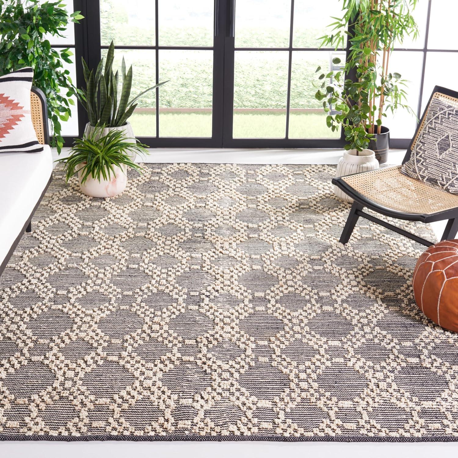 Natural Fiber NF383 Flat Weave Indoor Area Rug - Blush/Black - 8'x10' - Safavieh