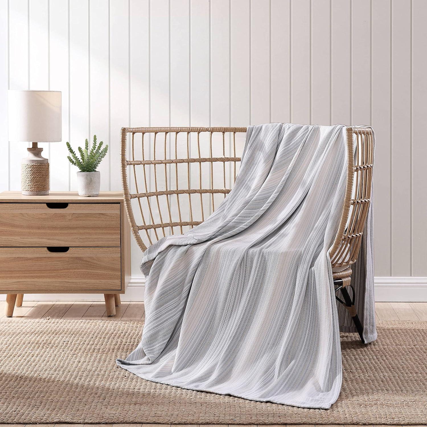 Tommy Bahama Sandy Shore Stripe Cotton Reversible Blanket