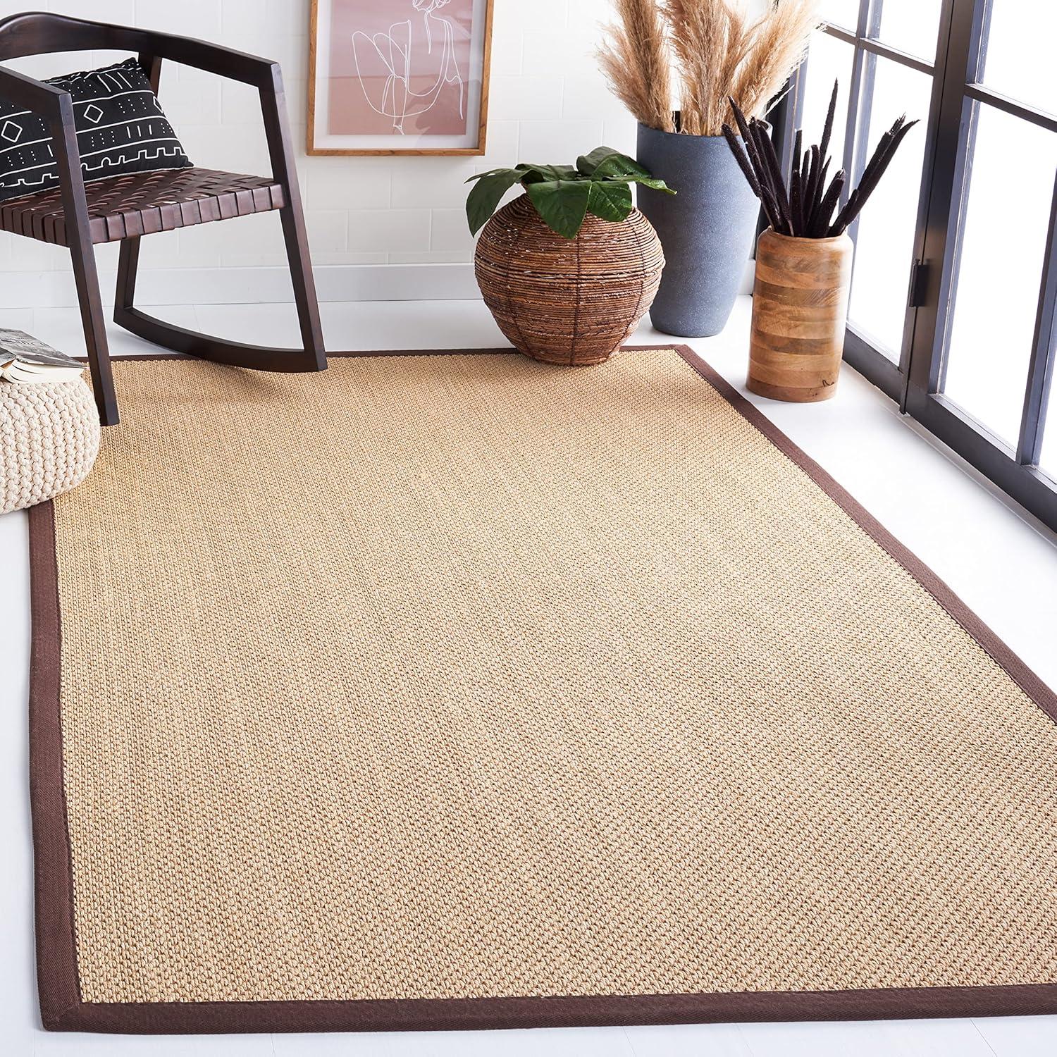 Maize and Brown Square Cotton Rug with Non-slip Backing