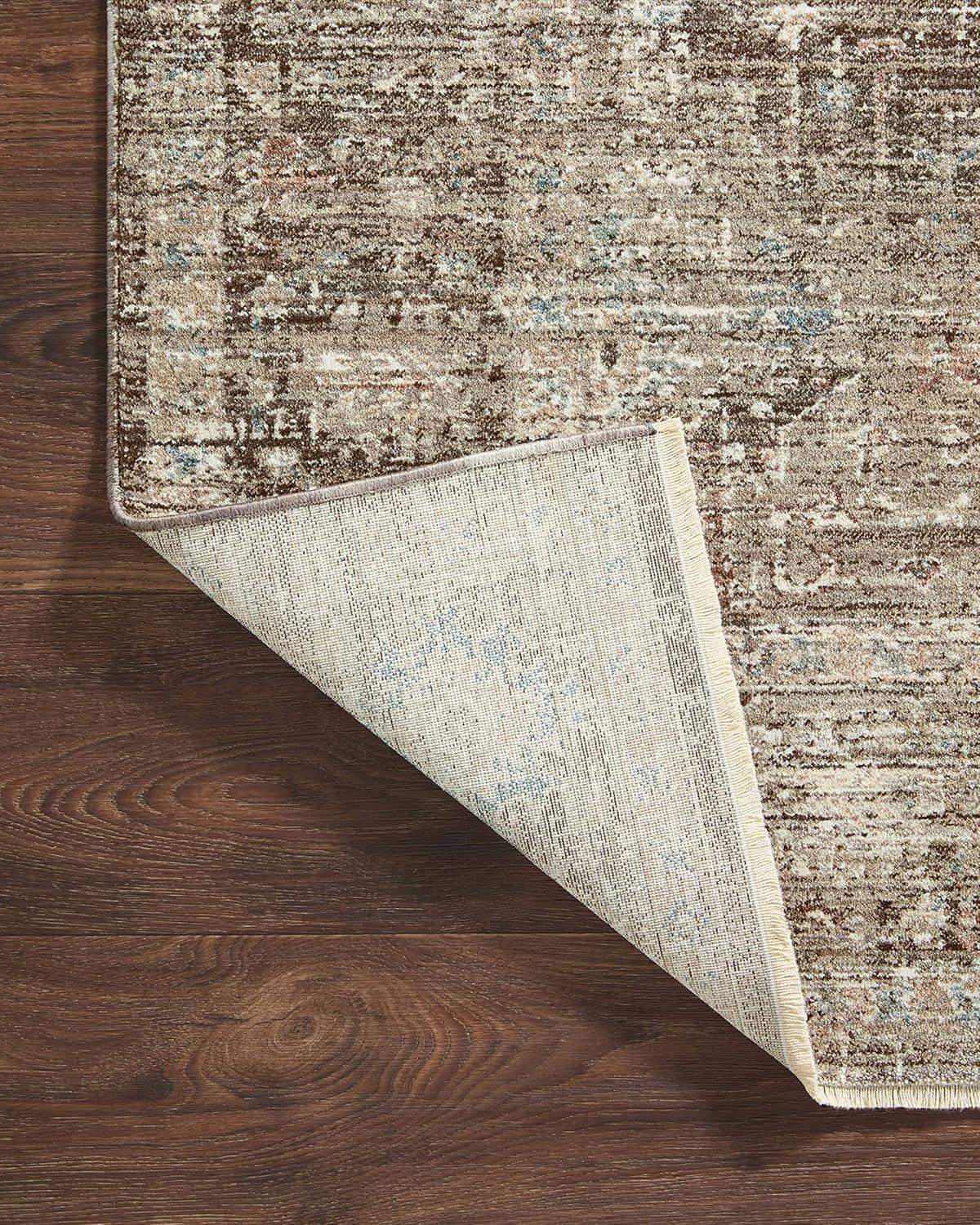 Charcoal & Dove Floral Synthetic Rectangular Area Rug