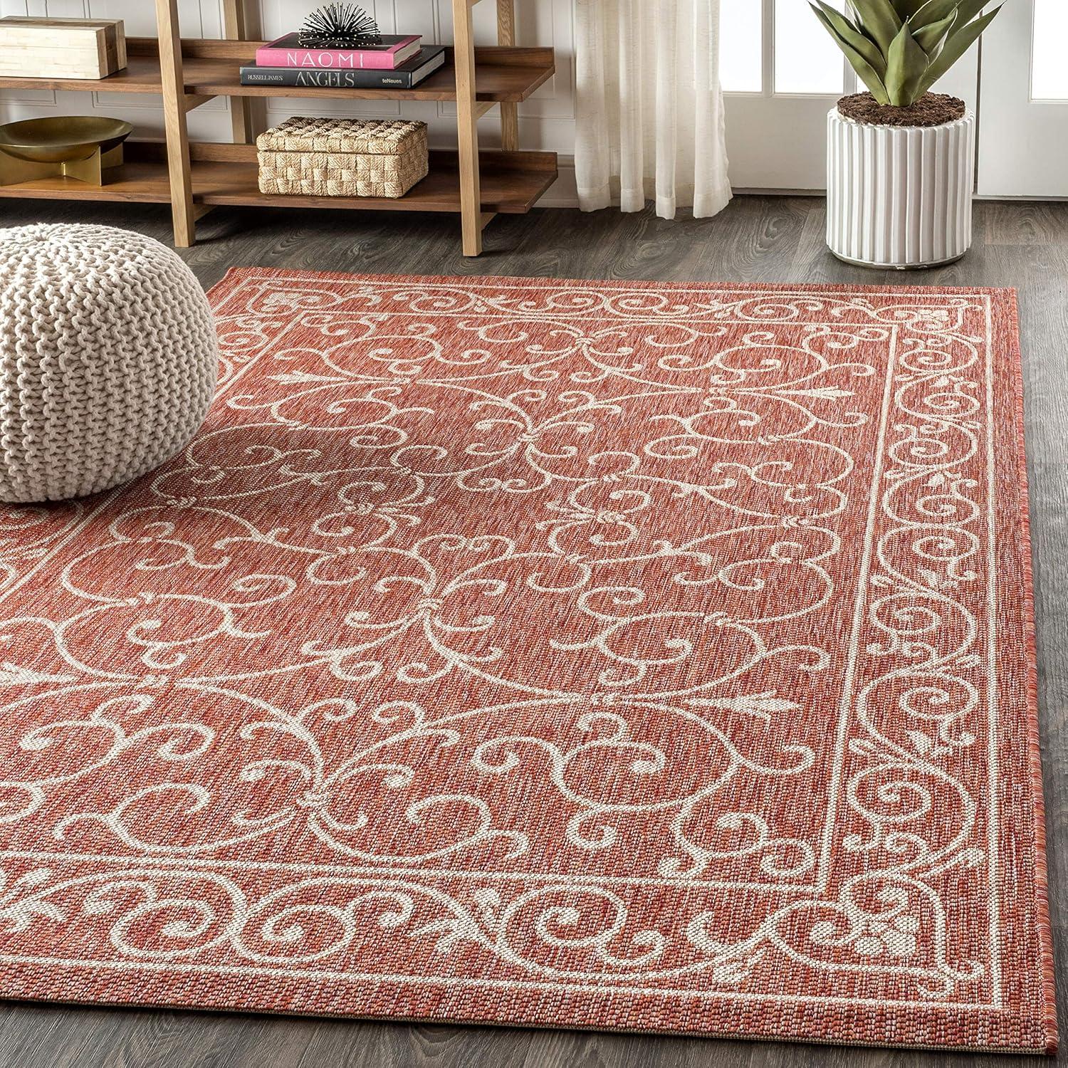 Charleston Vintage Filigree Textured Weave Indoor/Outdoor Area Rug  - JONATHAN Y