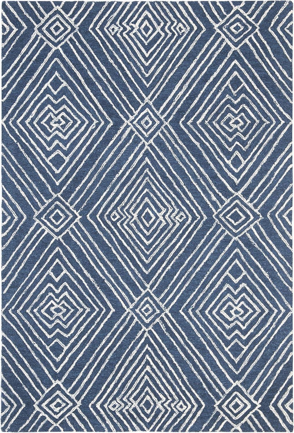 Micro-Loop MLP608 Hand Tufted Indoor Accent Rug - Navy/Ivory - 4'x6' - Safavieh