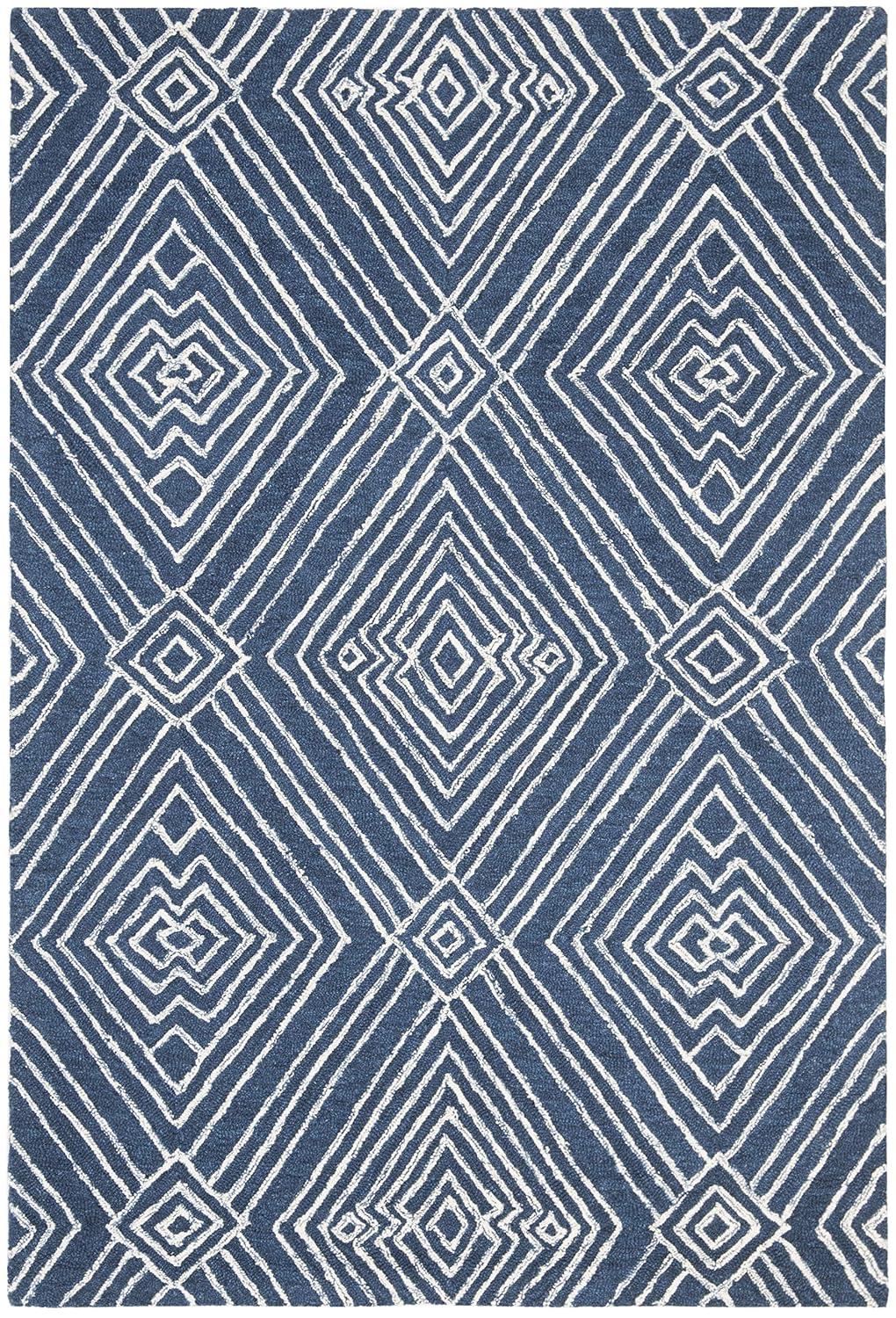 Micro-Loop MLP608 Hand Tufted Indoor Accent Rug - Navy/Ivory - 4'x6' - Safavieh