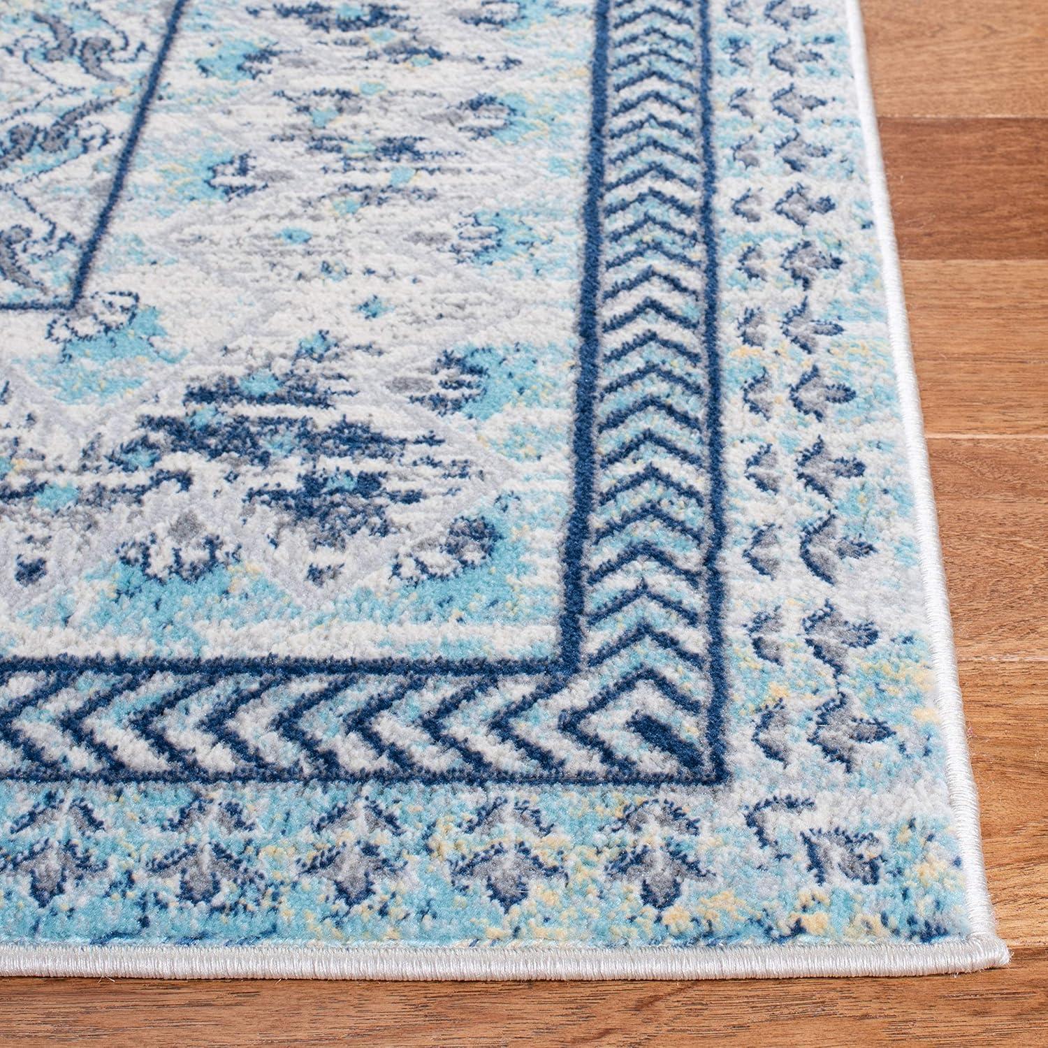 Brentwood BNT899 Power Loomed Indoor Area Rug - Ivory/Aqua - 8'x10' - Safavieh