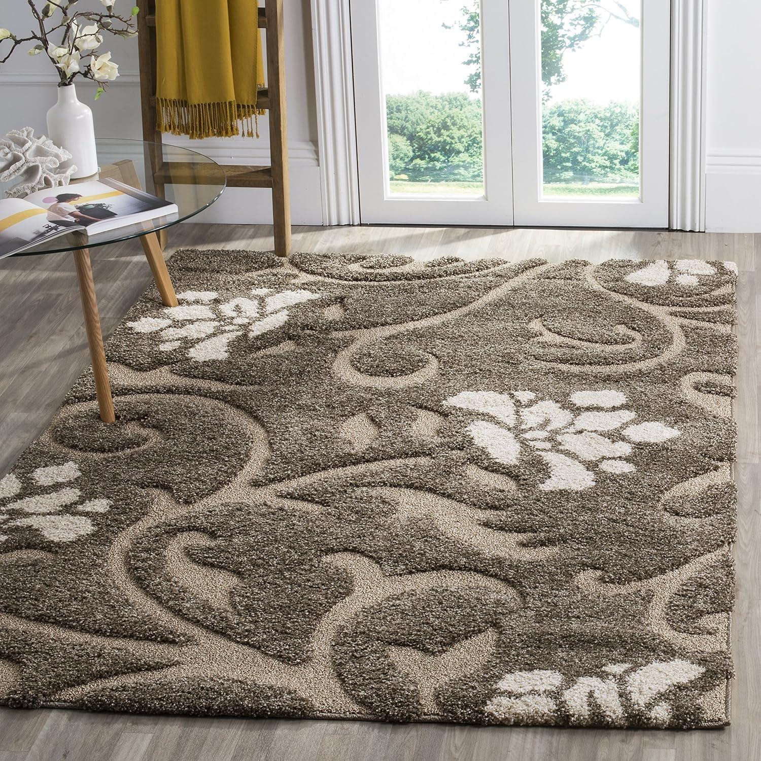 Florida Shag SG464 Power Loomed Indoor Accent Rug - Smoke/Beige - 3'3"x5'3" - Safavieh