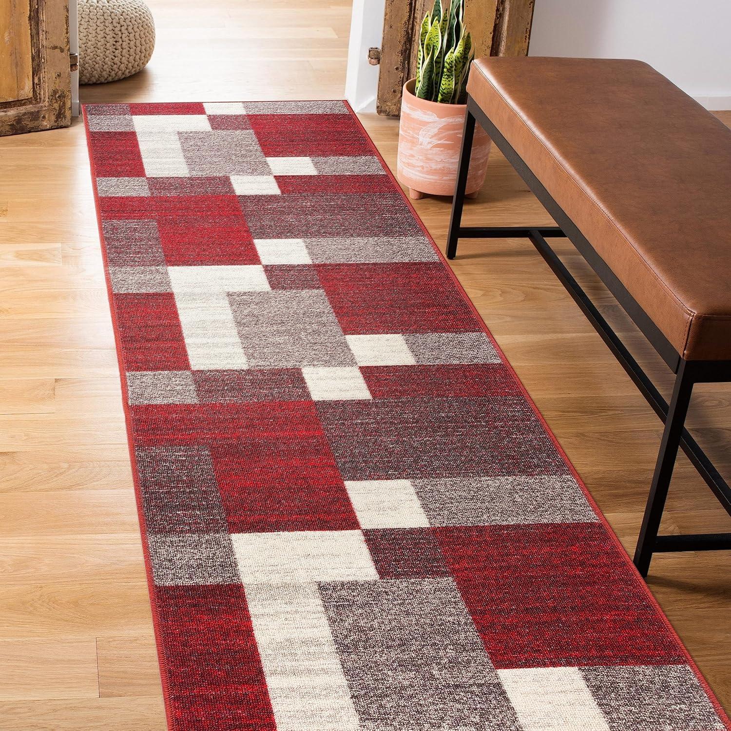 World Rug Gallery Modern Boxes Design Non-slip (Non-skid) Area Rug