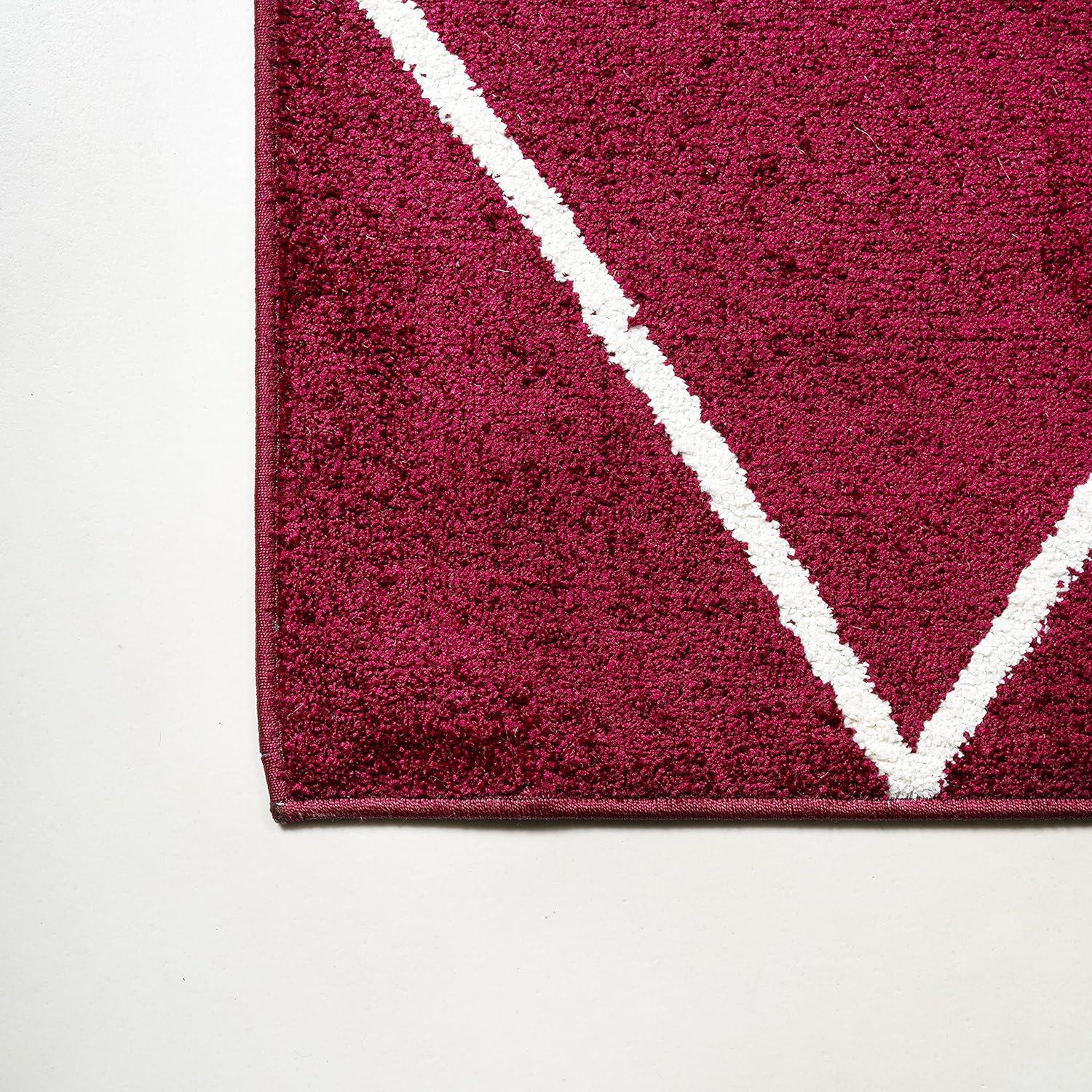 2'x10' Cole Minimalist Diamond Trellis Runner Rug, Red/White - JONATHAN Y