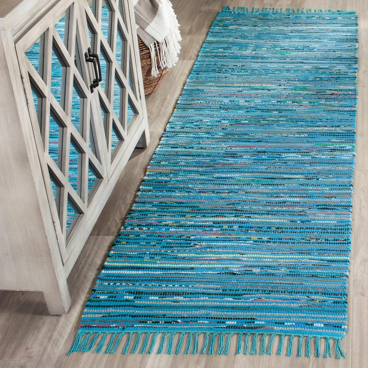 Rag Rug RAR125 Hand Woven Indoor Accent Rug - Turquoise/Multi - 2'x3' - Safavieh.