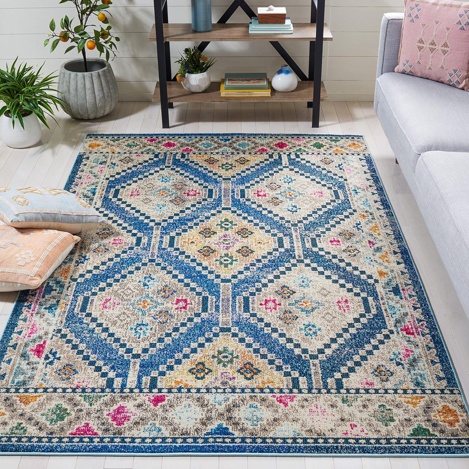 Madison MAD481 Power Loomed Area Rug - Blue/Beige - 5'3"x7'6" - Safavieh.
