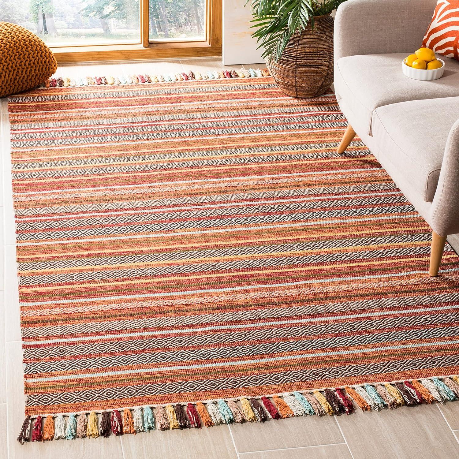 Coastal Breeze Multicolor Stripe Handwoven Cotton Runner Rug