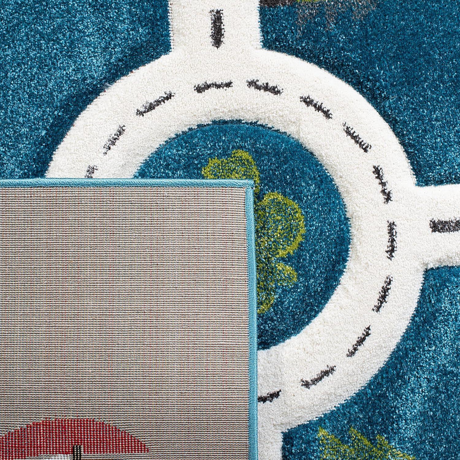 Carousel Kids  CRK192 Loomed Indoor Area Rug - Turquoise/Ivory - 5'3"x7'6" - Safavieh